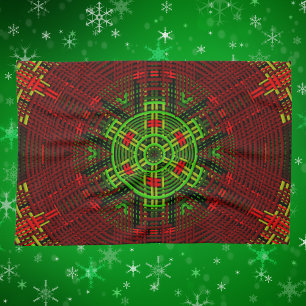Weave Mandala Red and Green Tea Towel