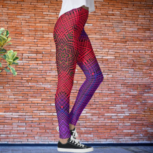 Weave Mandala Red and Purple Leggings