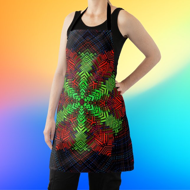 Weave Mandala Red Green and Blue Apron (Creator Uploaded)