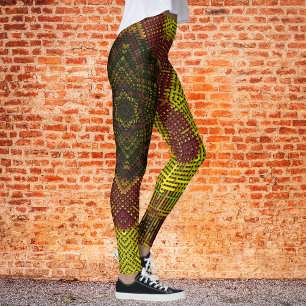 Weave Mandala Yellow and Orange Leggings