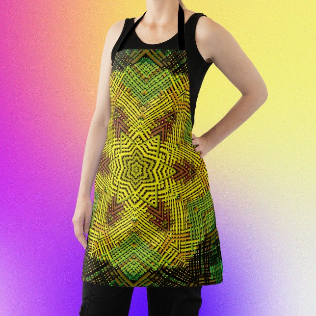 Weave Mandala Yellow Green and Orange Apron (Creator Uploaded)