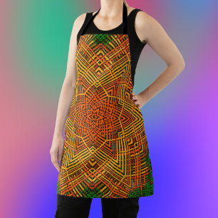 Weave Mandala Yellow Orange and Green Apron