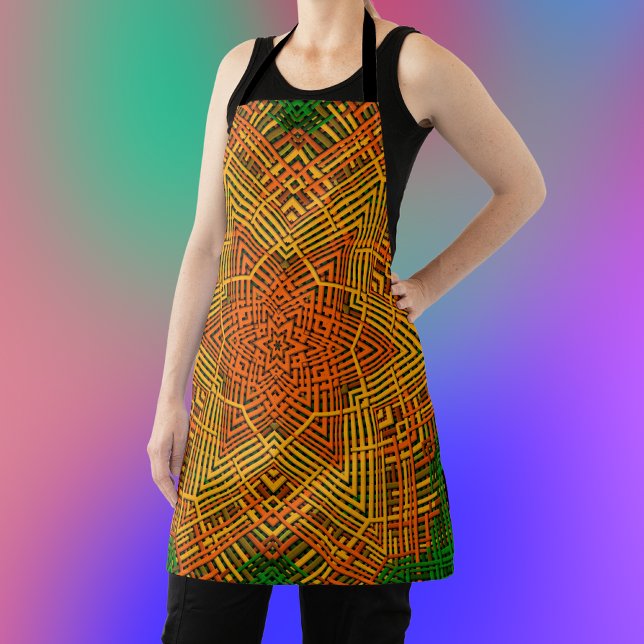 Weave Mandala Yellow Orange and Green Apron (Creator Uploaded)