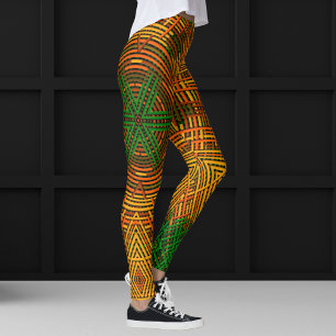 Weave Mandala Yellow Orange and Green Leggings