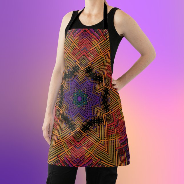 Weave Mandala Yellow Orange and Purple Apron (Creator Uploaded)