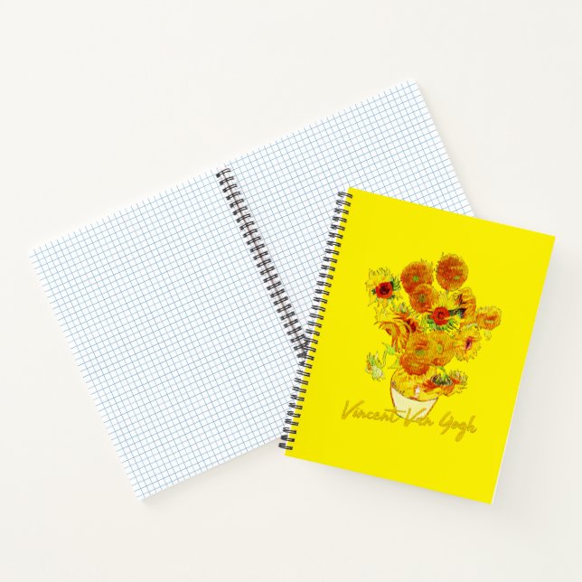 Weave pattern of Sunflowers by Vincent van Gogh Notebook (Inside)