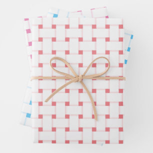 Weave Pattern Pink and Blue Customisable Wrapping Paper Sheet
