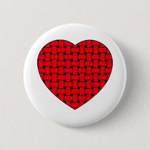 Weaved Red Heart 6 Cm Round Badge