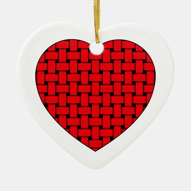 Weaved Red Heart Ceramic Tree Decoration (Front)