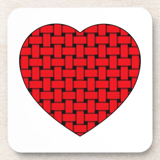 Weaved Red Heart Coaster (Front)