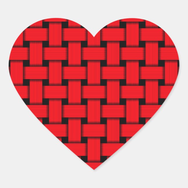 Weaved Red Heart Heart Sticker (Front)