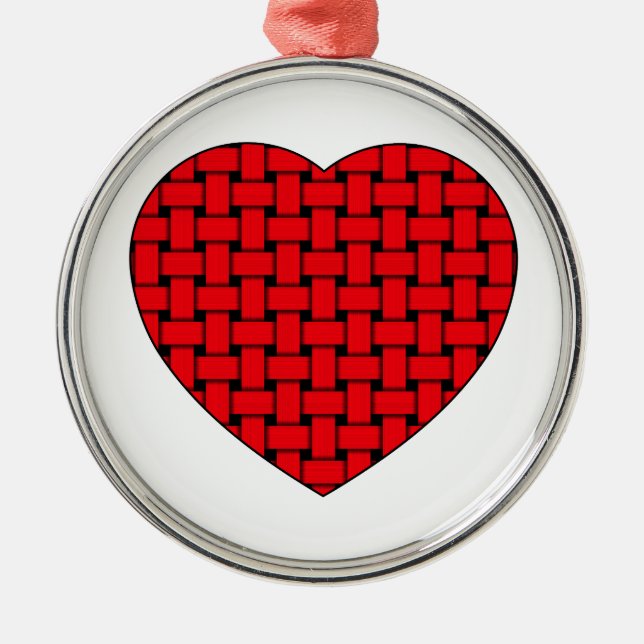 Weaved Red Heart Metal Tree Decoration (Front)
