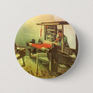 Weaver Facing Left Spinning Wheel Vincent van Gogh 6 Cm Round Badge