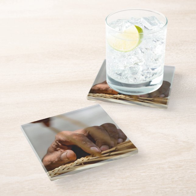 Weaver's Hand Glass Coaster (Angled)
