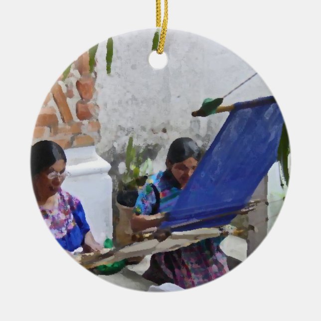 Weaving in Antigua drybrush Ceramic Tree Decoration (Front)