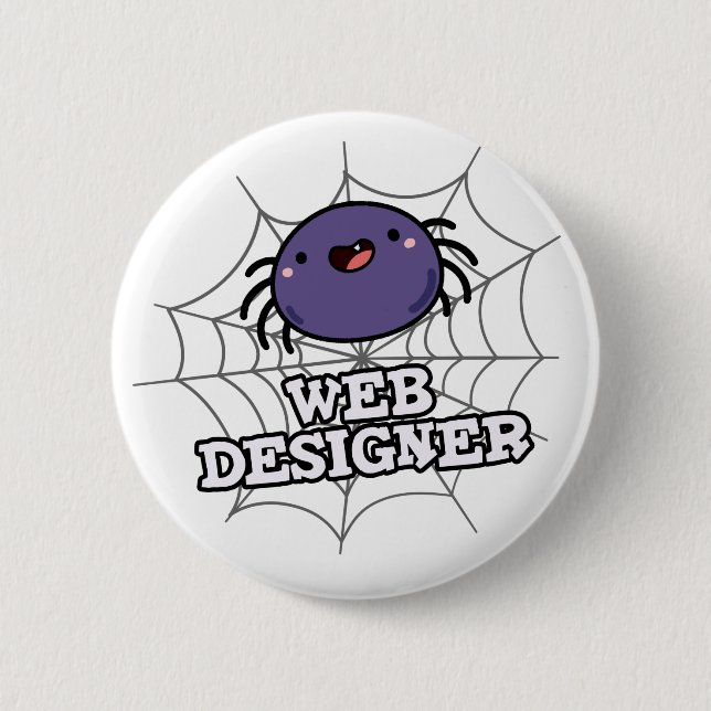 Web Designer Funny Spider Pun 6 Cm Round Badge (Front)