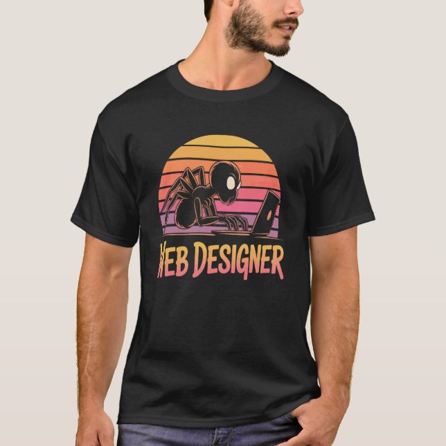 Web Designer - Spider with Laptop T-Shirt (Front)