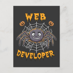Web Developer Funny Spooky Halloween Spider Holiday Postcard