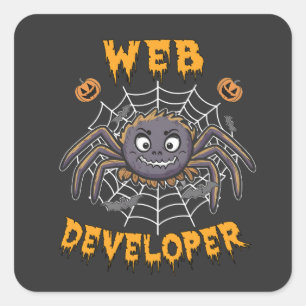 Web Developer Funny Spooky Halloween Spider Square Sticker