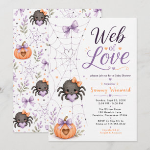 Web of Love Halloween Baby Shower Invitation