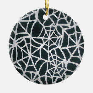 Web of Mystery: Delicate Trap - White Spider Web Ceramic Tree Decoration