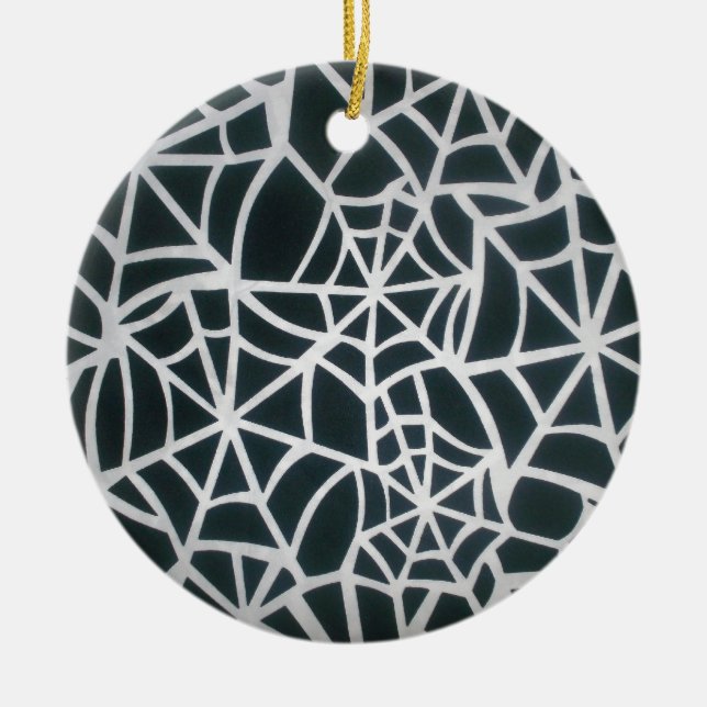 Web of Mystery: Delicate Trap - White Spider Web Ceramic Tree Decoration (Front)