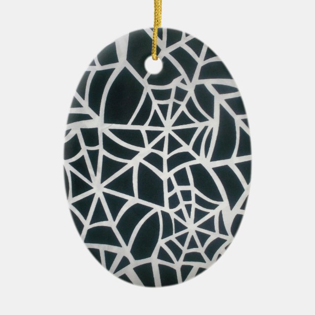 Web of Mystery: Delicate Trap - White Spider Web Ceramic Tree Decoration (Front)