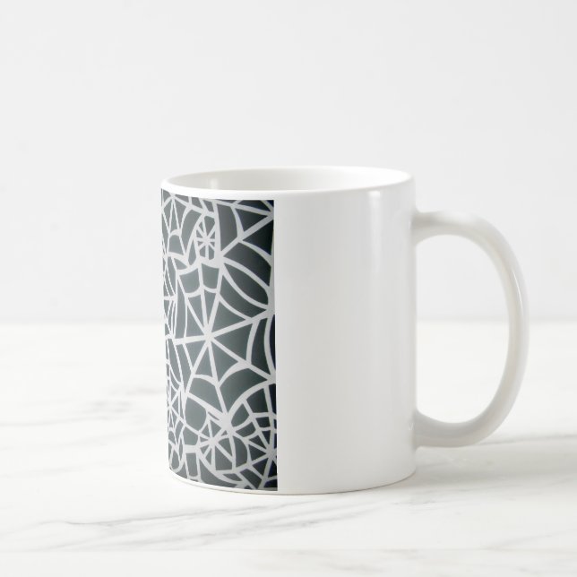 Web of Mystery: Delicate Trap - White Spider Web Coffee Mug (Right)