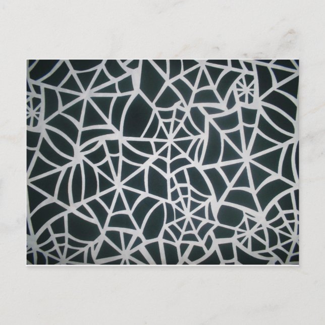 Web of Mystery: Delicate Trap - White Spider Web Postcard (Front)