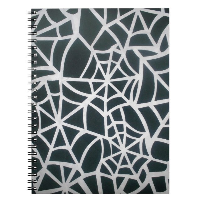 Web of Mystery: Delicate Trap - White Spider Web Spiral Notebook (Front)