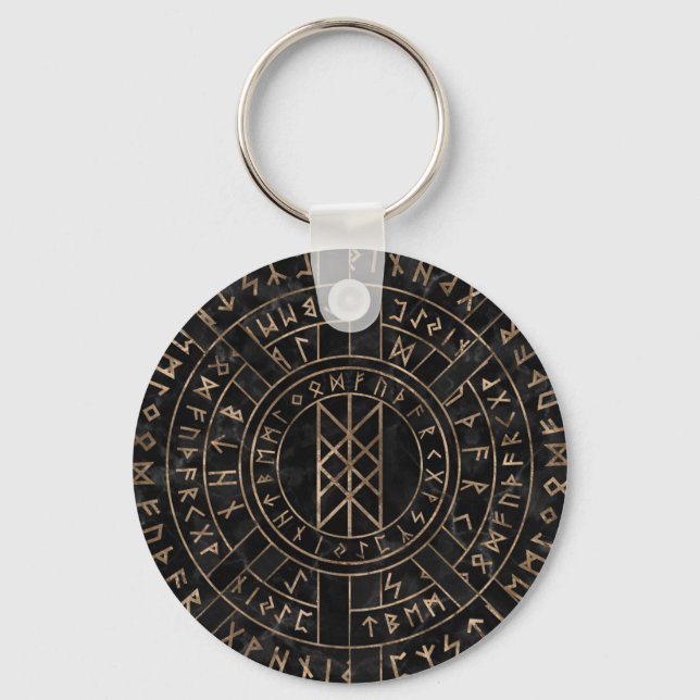 Web of Wyrd The Matrix of Fate- Marble and gold Key Ring (Front)