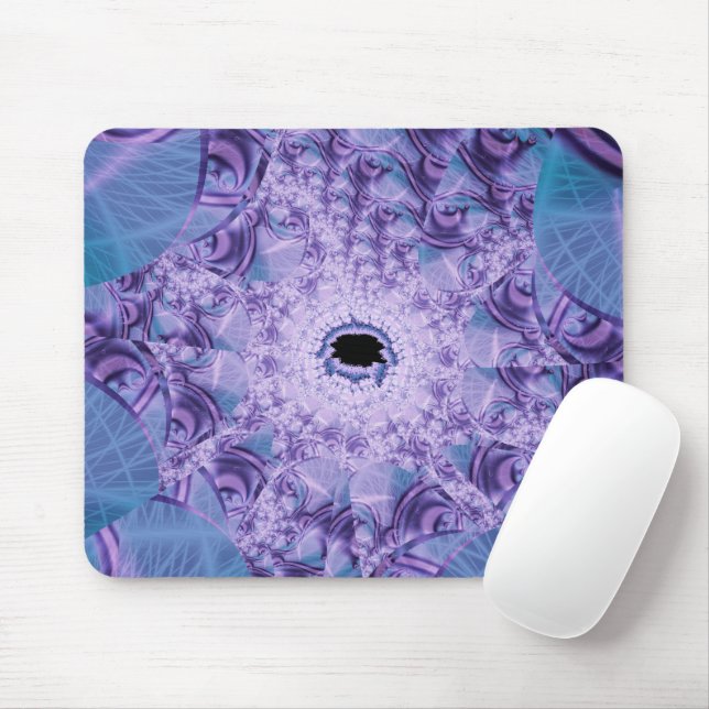 Web | Purple and Blue Fractal Art Mouse Pad (With Mouse)