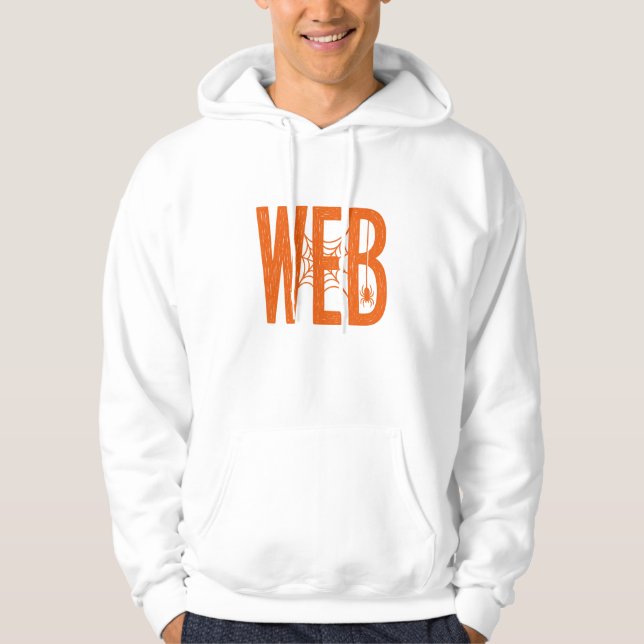 Web Spider Halloween Linocut Design Hoodie (Front)