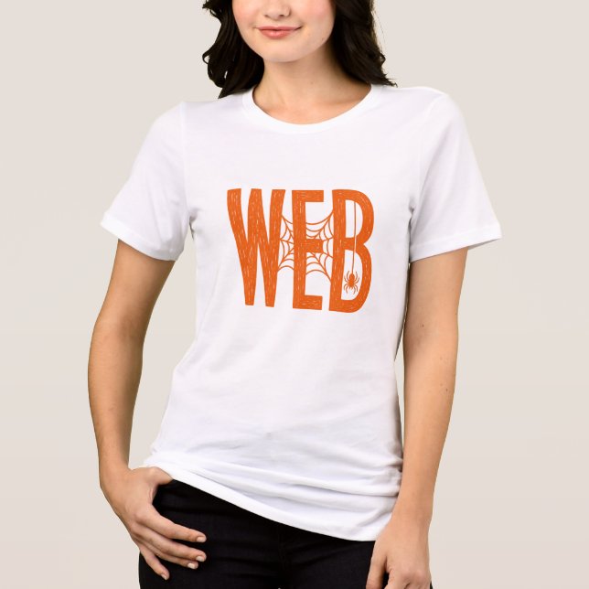 Web Spider Halloween Linocut Design Tri-Blend Shirt (Front)