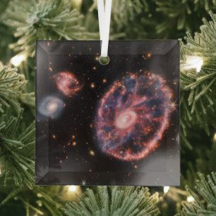 Webb Cartwheel Galaxy: NASA Space Telescope Glass Tree Decoration