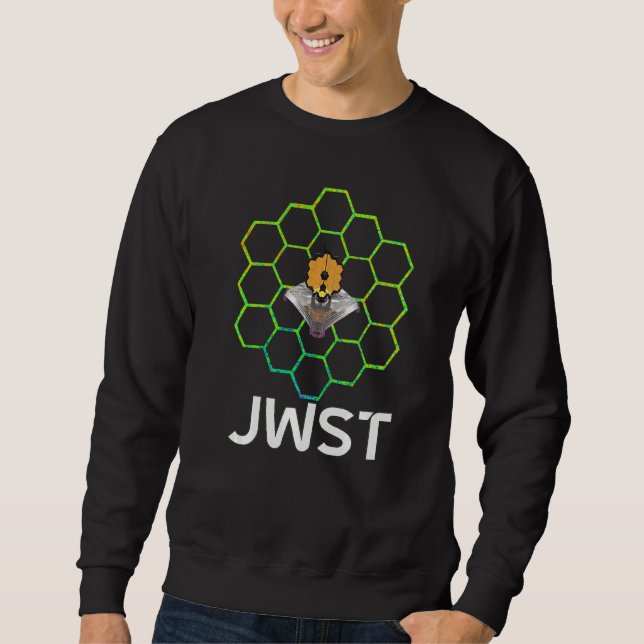 WEBB Space Telescope on Distressed Green Mirror Cu Sweatshirt (Front)