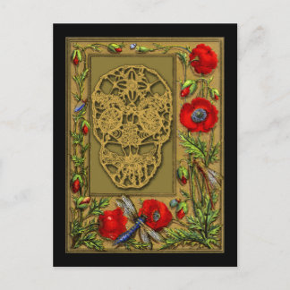Webbed Skull Day of the Dead Halloween Gothic Postcard