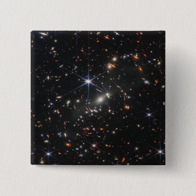 Webb's First Deep Field View of the Universe  15 Cm Square Badge (Front)