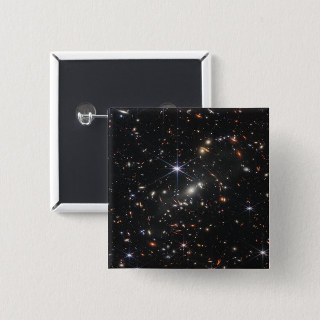 Webb's First Deep Field View of the Universe  15 Cm Square Badge (Front & Back)