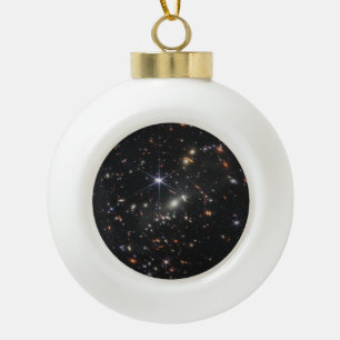 Webb's First Deep Field View of the Universe  Ceramic Ball Christmas Ornament