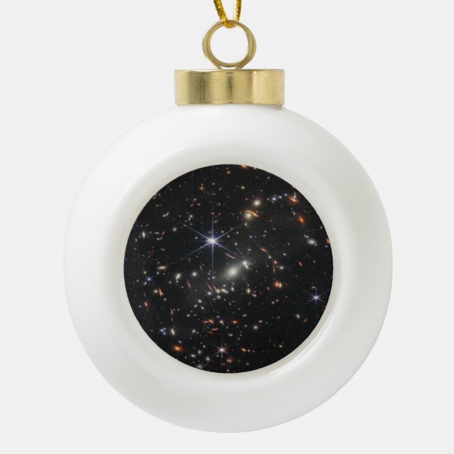 Webb's First Deep Field View of the Universe  Ceramic Ball Christmas Ornament (Front)