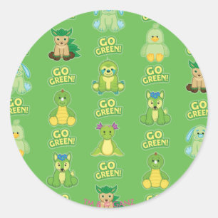 Webkinz Go Green Pattern Classic Round Sticker