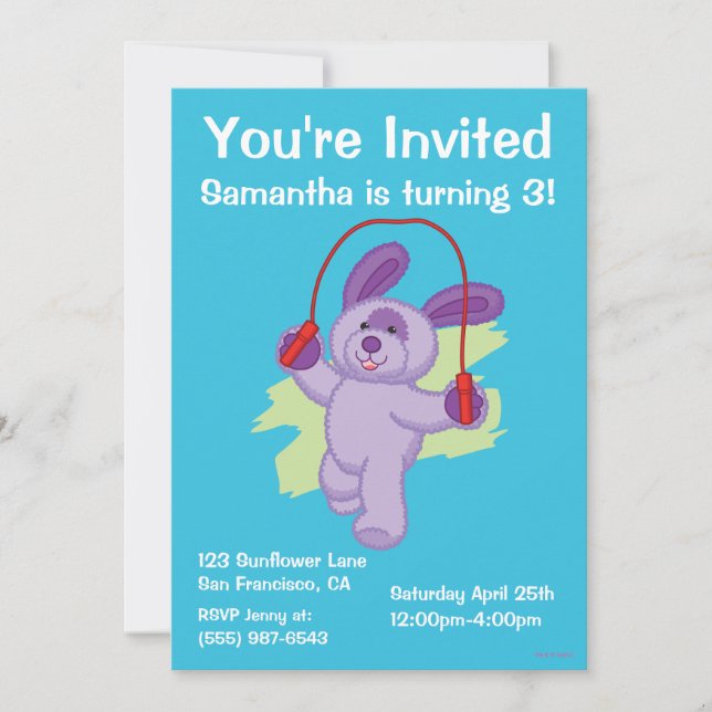Webkinz | Grape Soda Pup Skipping Rope Invitation (Front)