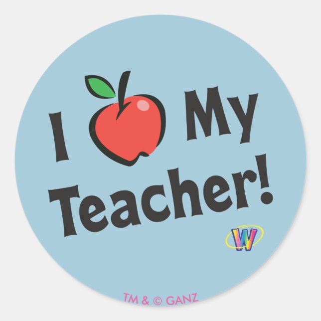 Webkinz: I Love My Teacher! Classic Round Sticker (Front)