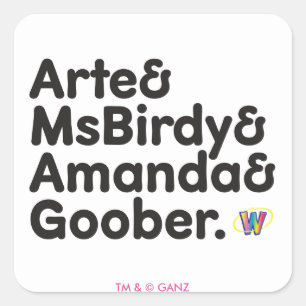 Webkinz Names Design Square Sticker