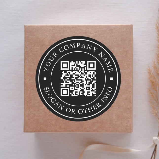 Website Link QR Code Minimal Business Name Black Classic Round Sticker (Creator Uploaded)