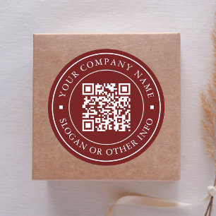 Website Link QR Code Minimal Business Name Red Classic Round Sticker