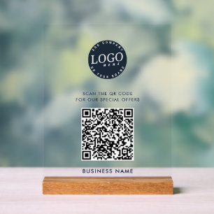 Website QR Code and Business Logo Simple Acrylic Sign