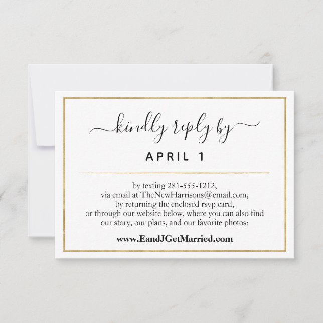 Website Simple Gold Script Wedding/Reception RSVP (Front)