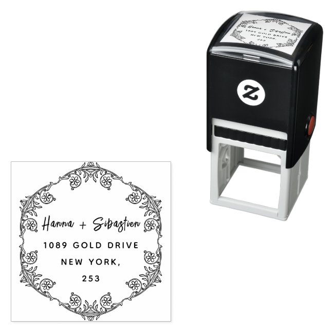 weddin Couple Names Simple Typography Wedding Self-inking Stamp (In Situ)